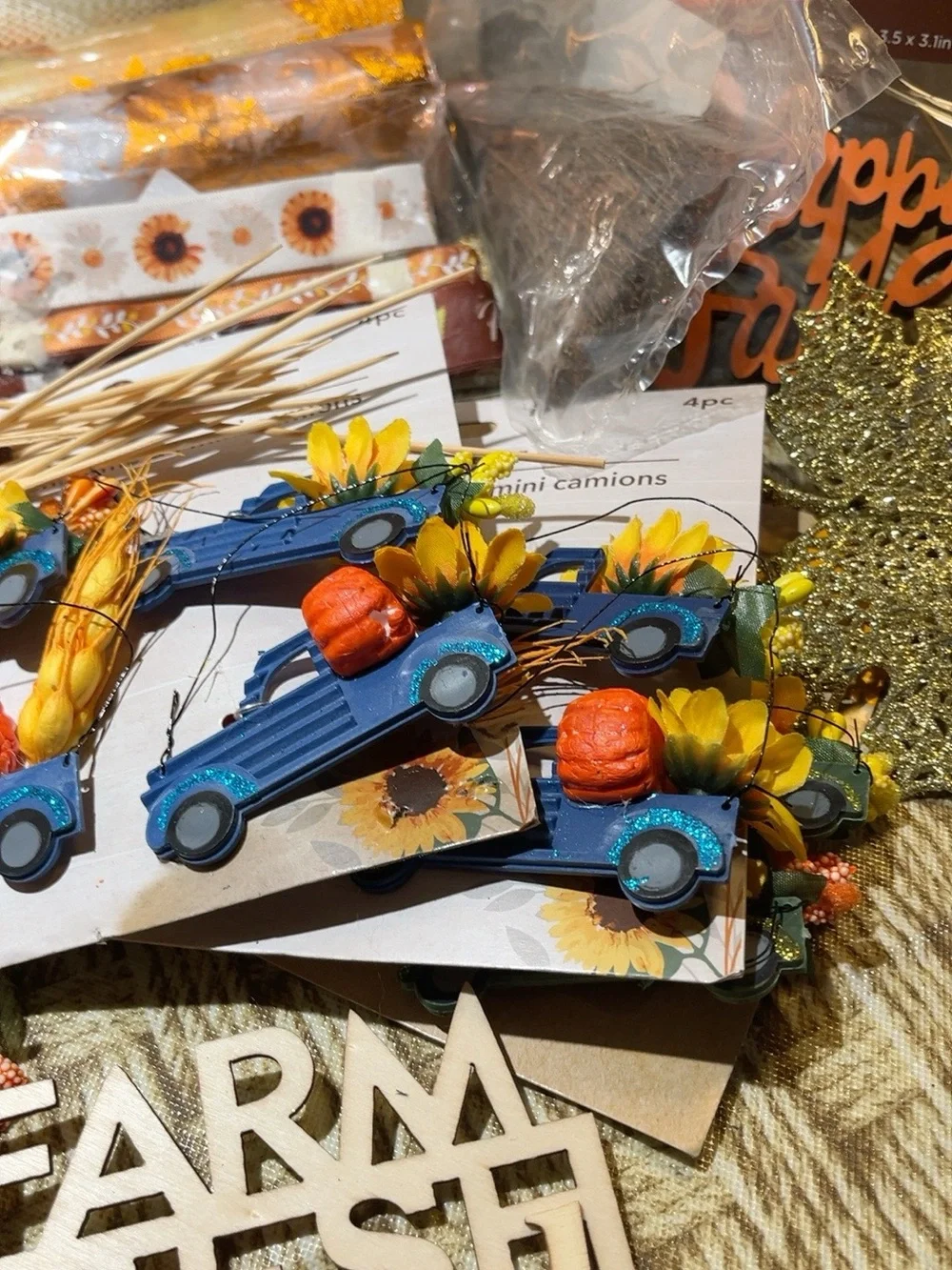 Harvest Floral & Pumpkin Craft Kit - Orange Fall Decorations